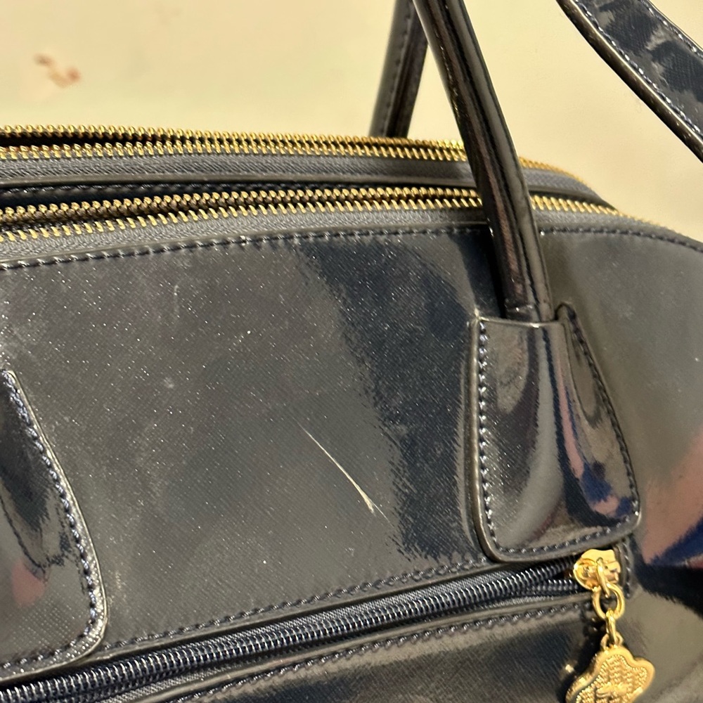 Matthew Cox| Oversized Shiny Navy Leatherette Bag - Picture 12 of 12